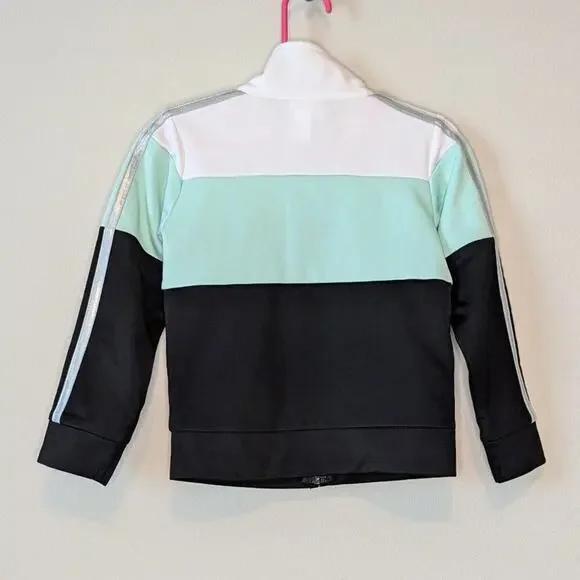 Adidas Mint Green & Black Colorblock Zip Up Reflective Sleeve Jacket Size 3T - Picture 2 of 8